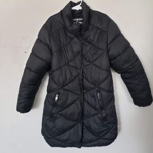 Steve Madden Little Girl Small 7/8 Black Quilted Puffer Coat Duster Length